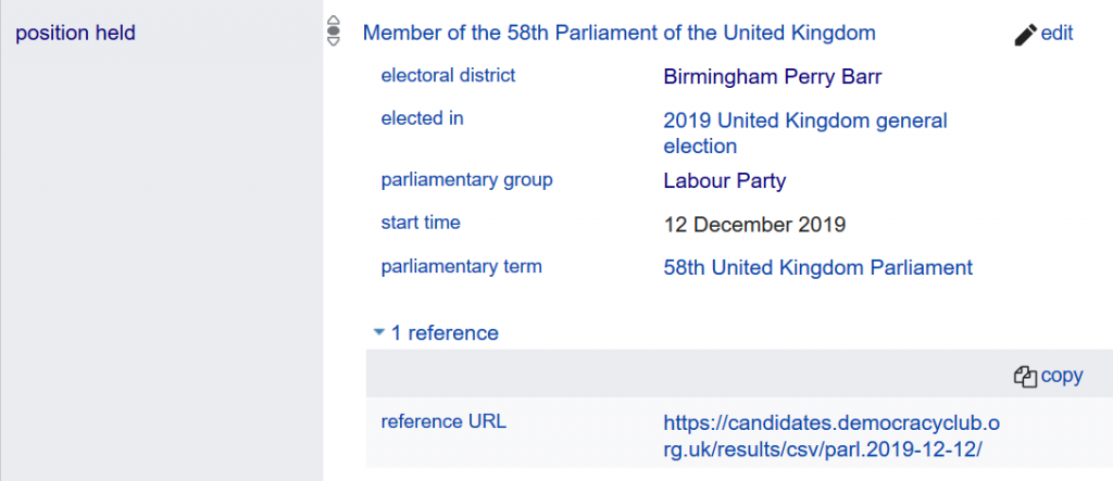 Wikidata records for Khalid Mahmood MP